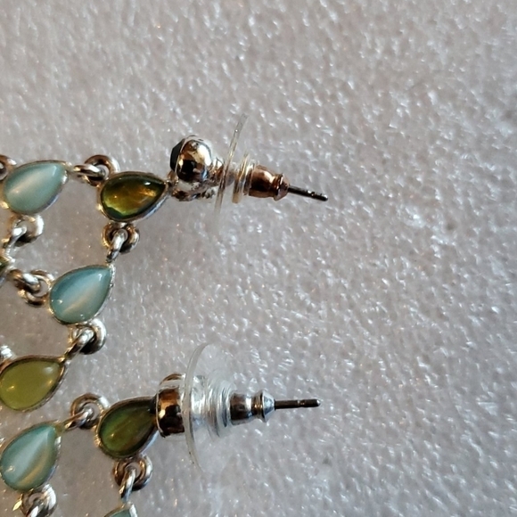 Dangle diamond shape pastel drop fashion earrings - Picture 7 of 7